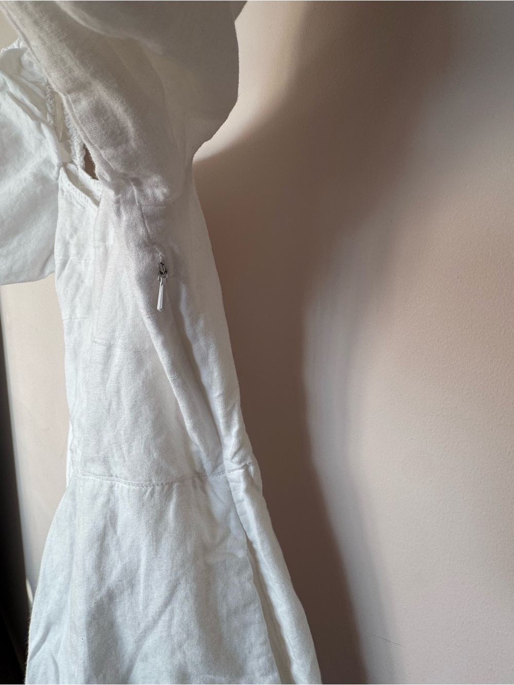Banana Republic White Puff Sleeve Linen Cotton Midi Dress with Front Slit - Picture 6 of 8